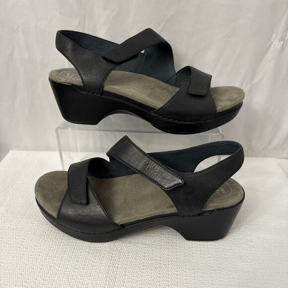 Dansko Sharla Sandals Womens Size 10 Black Leather Heel - Picture 9 of 12